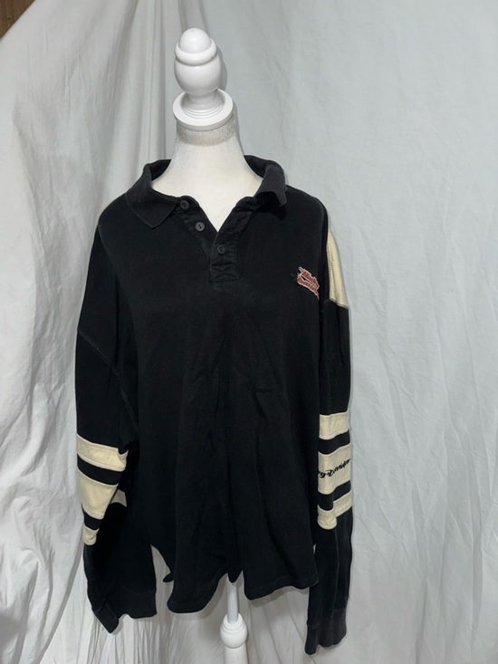 Harley-Davidson Other - Vintage Black and Cream Long Sleeve Harley Davidson Men's Polo Shirt size 2xl